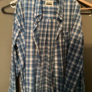Wrangler Riata 4x blue button down long sleeve